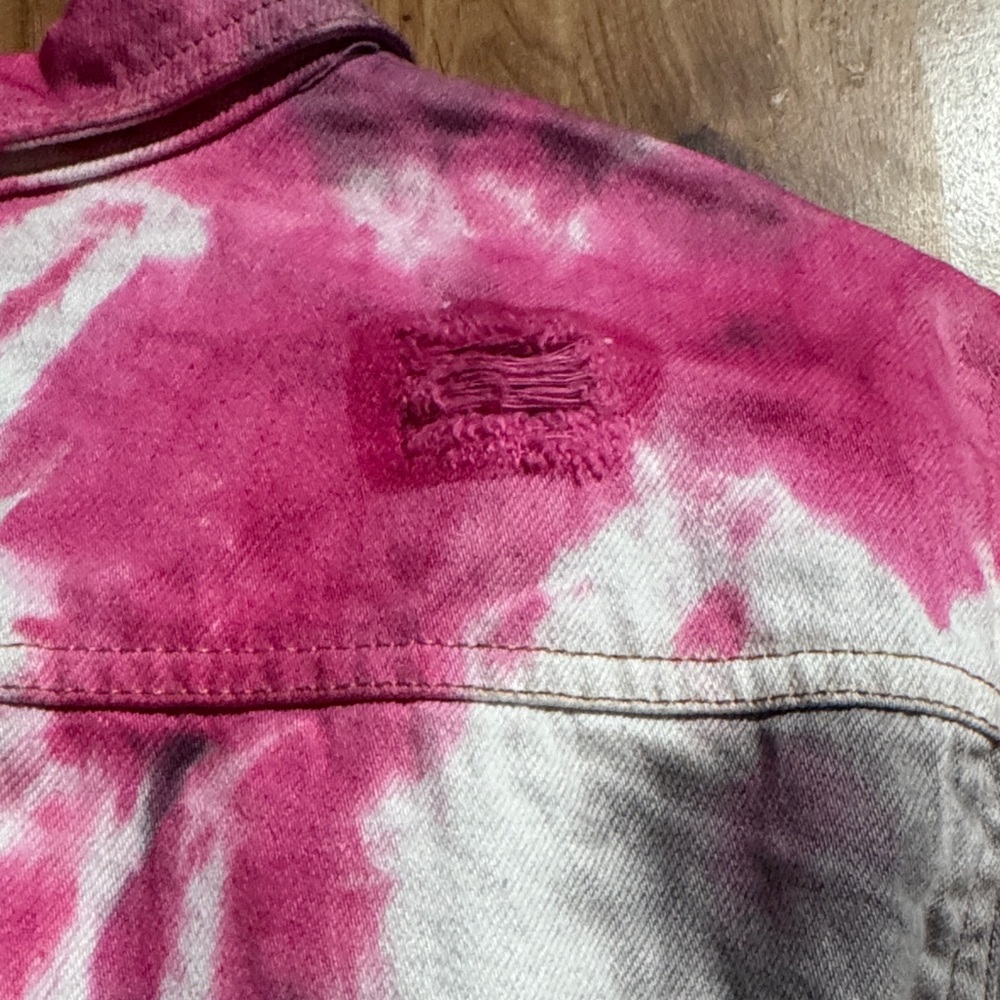 Pink and Gray Tie-Dye Fringe Jacket - Picture 4 of 10